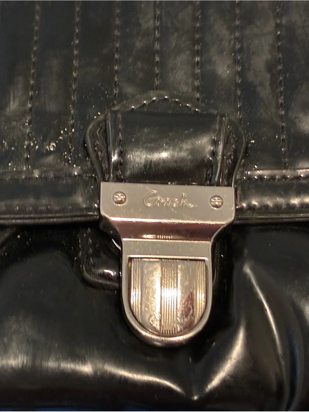 Y2K Coach Quilted Patent Leather Shoulder Bag